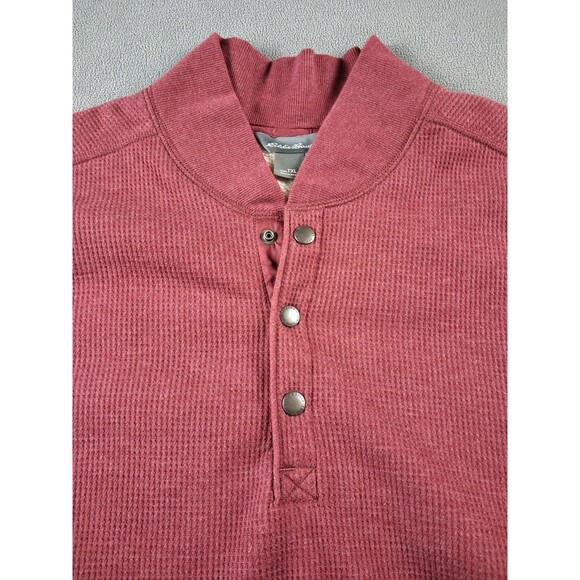 Eddie Bauer Men's 1/4 Snap Sweater Fleece Pullover TXL Fully lined snaps red - Picture 3 of 14